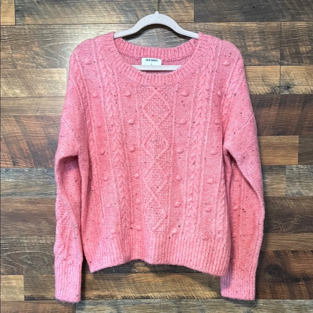 Old Navy Pink Crew Neck Cable Knit Sweater - Picture 1 of 5
